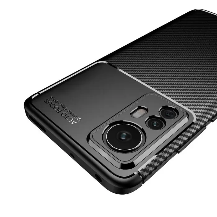 Xiaomi Mi 12 Kılıf Lopard Kamera Korumalı Karbon Desenli Negro Kapak Orijinal Yüzey Kılıf