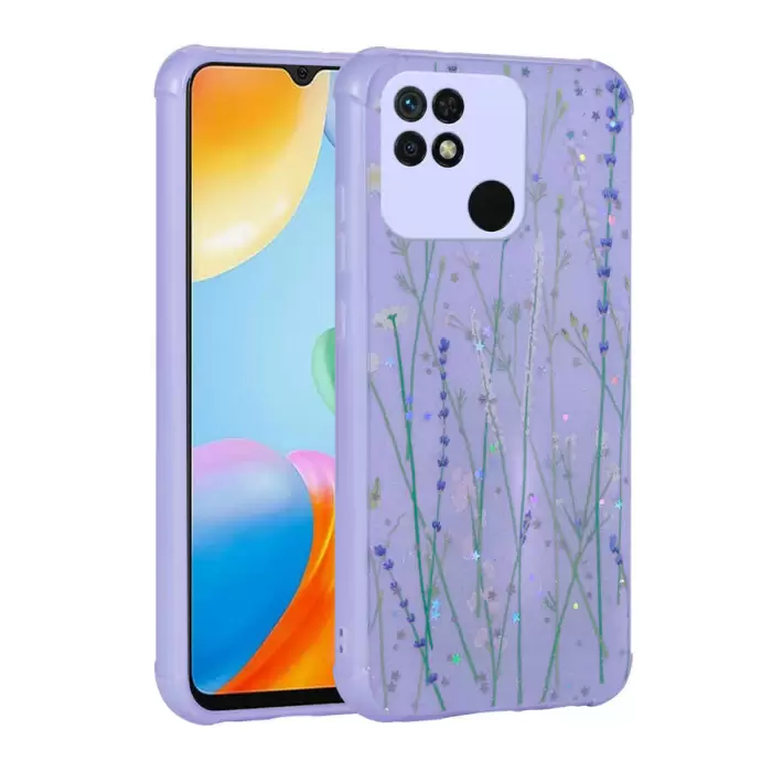 Xiaomi Poco C40 Kılıf Simli Desenli Kamera Korumalı Parlak Lopard Popy Kapak