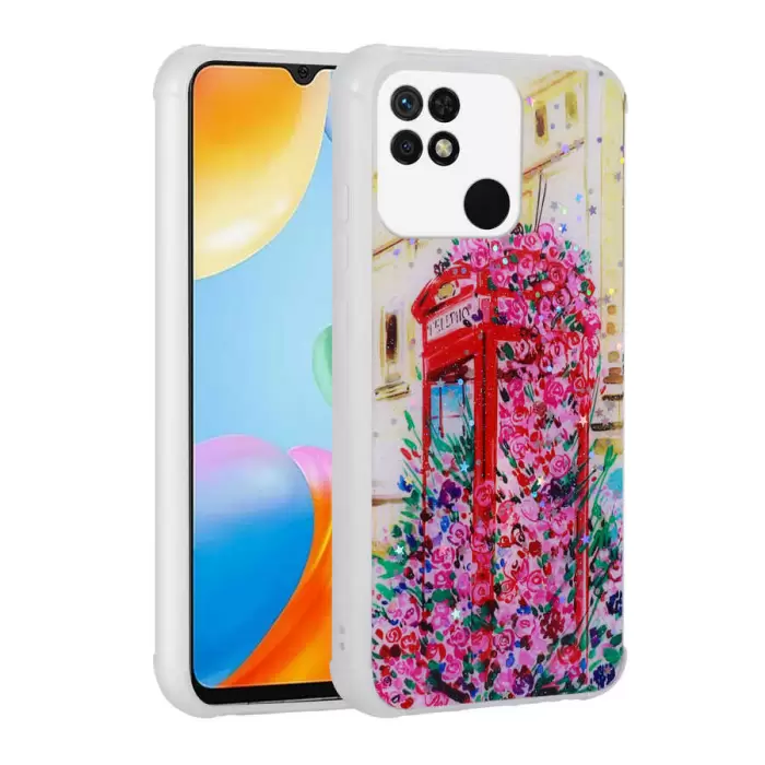 Xiaomi Poco C40 Kılıf Simli Desenli Kamera Korumalı Parlak Lopard Popy Kapak