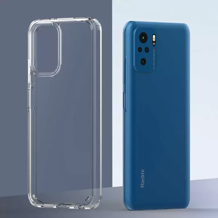 Xiaomi Poco M5S Coss Sert Darbe Emici Silikon Şeffaf Kamera Korumalı Arka Kapak