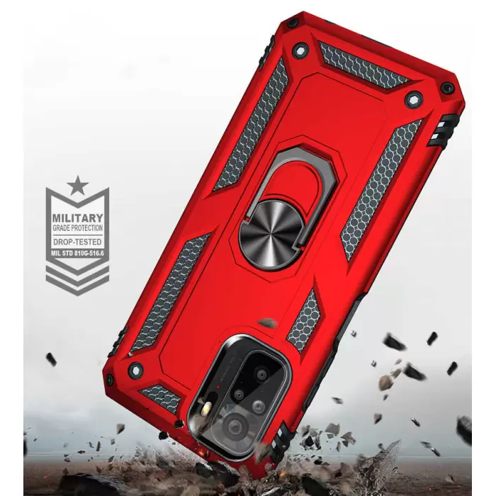 Xiaomi Poco M5S Kılıf Lopard Kamera Korumalı Sürgülü Yüzüklü Orjinal Tasarım Armor Vega