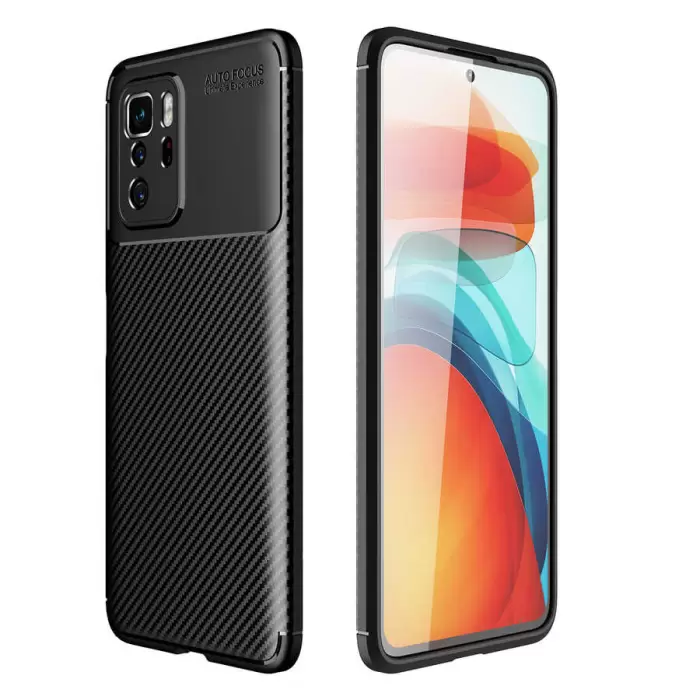 Xiaomi Poco X3 GT Kılıf Lopard Kamera Korumalı Karbon Desenli Negro Kapak Orijinal Yüzey Kılıf