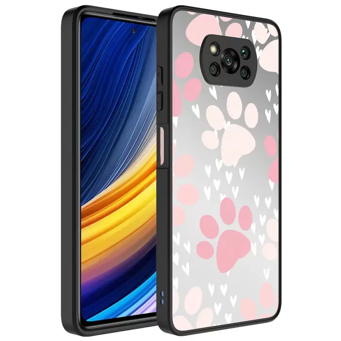 Xiaomi Poco X3 Kılıf Aynalı Desenli Kamera Korumalı Parlak Lopard Mirror Kapak