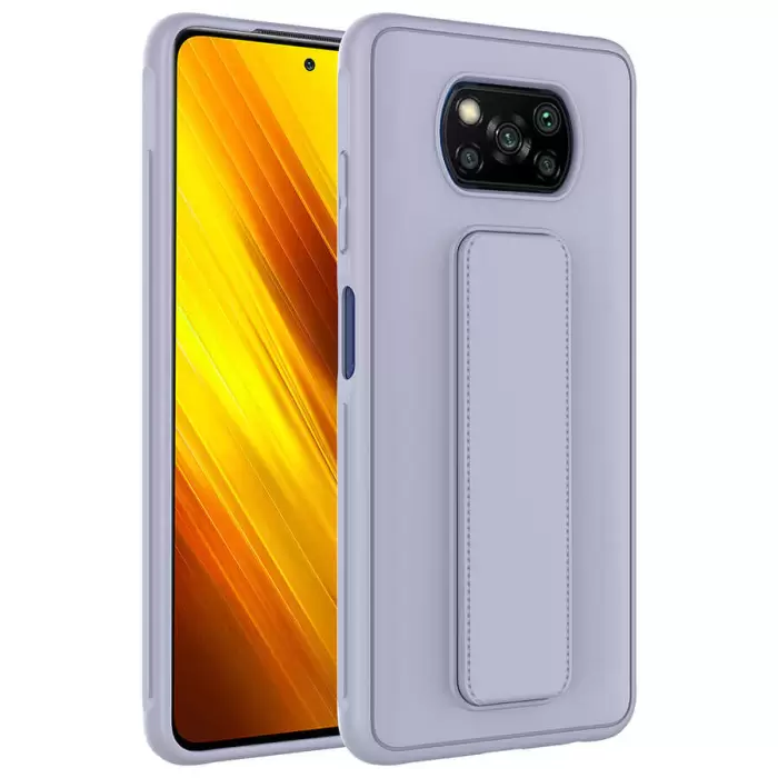 Xiaomi Poco X3 Kılıf Uyumlu Yumuşak Dokulu Standlı Esnek Silikon Özel Kılıf Qstand