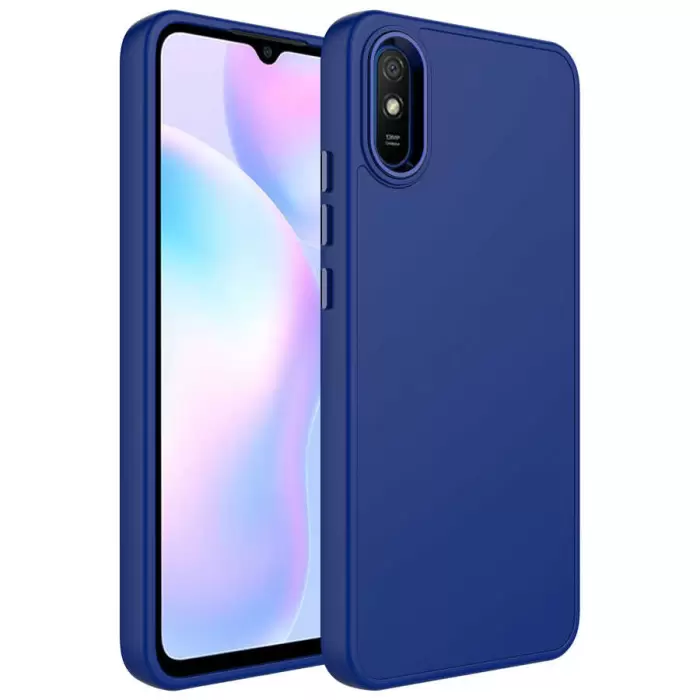 Xiaomi Redmi 9A Kılıf Metal Çerçeve Buton Içi Kadife Kılıf Kapak Orjinal Doku Luna