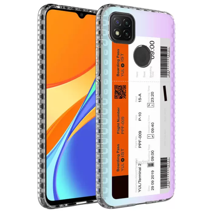 Xiaomi Redmi 9C Kılıf Kamera Korumalı Airbag Kenarlı Darbe Emici Desenli Elegans Kapak Elegans