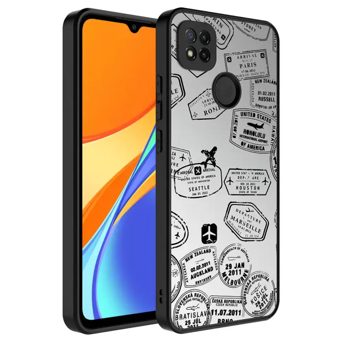 Xiaomi Redmi 9C Kılıf Aynalı Desenli Kamera Korumalı Parlak  Mirror Kapak