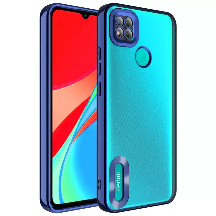 Xiaomi Redmi 9C Kamera Lens Korumalı Şeffaf Renkli Logo Gösteren Parlak Omega Kapak