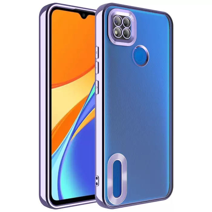 Xiaomi Redmi 9C Kamera Lens Korumalı Şeffaf Renkli Logo Gösteren Parlak Omega Kapak