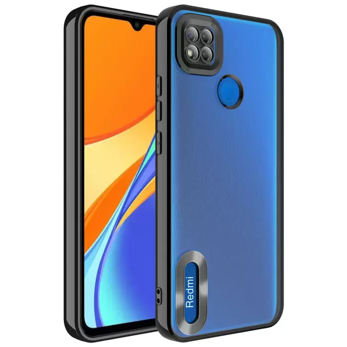 Xiaomi Redmi 9C Kamera Lens Korumalı Şeffaf Renkli Logo Gösteren Parlak Omega Kapak