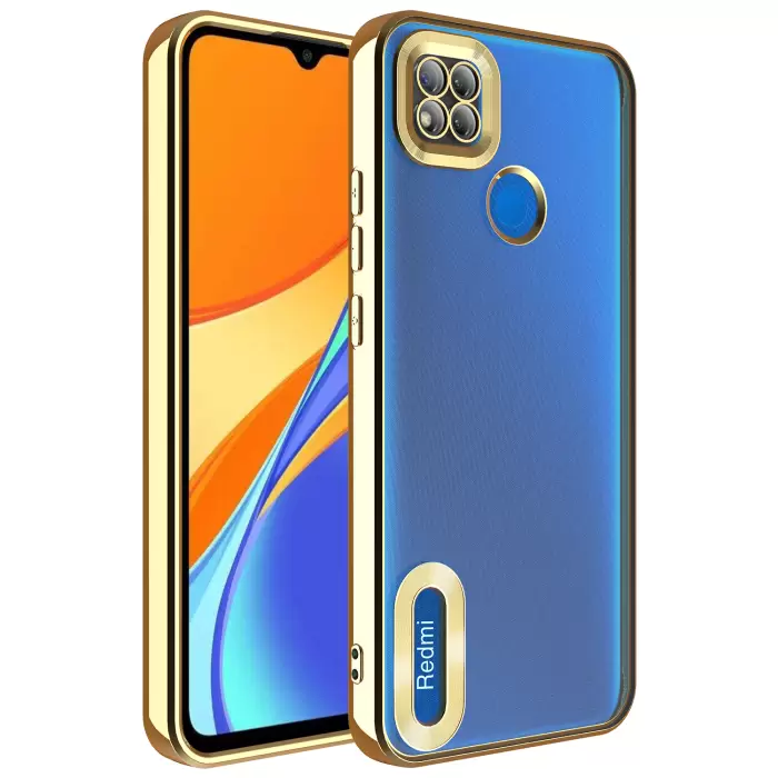 Xiaomi Redmi 9C Kamera Lens Korumalı Şeffaf Renkli Logo Gösteren Parlak Omega Kapak