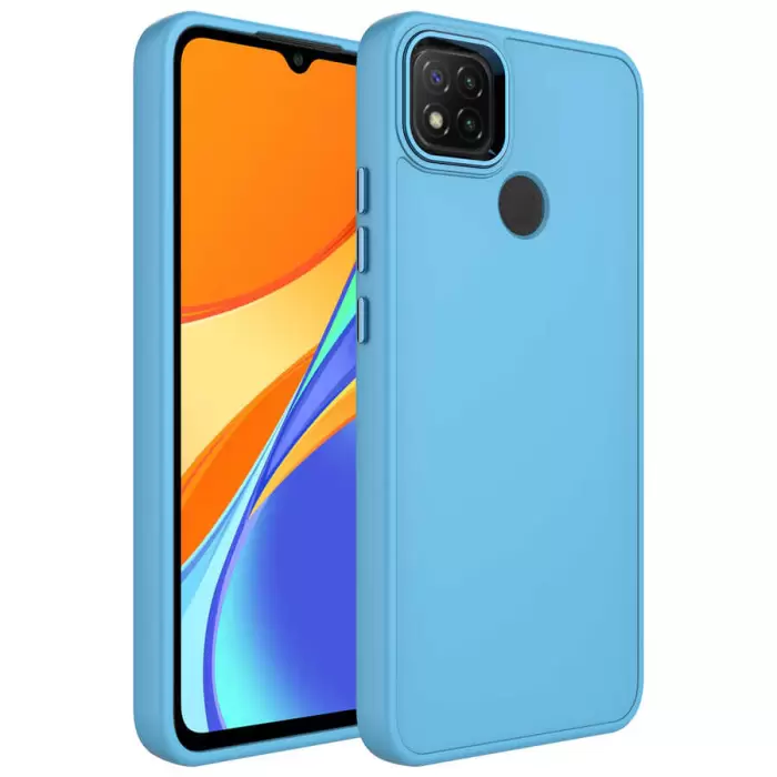 Xiaomi Redmi 9C Kılıf Metal Çerçeve Buton Içi Kadife Kılıf Kapak Orjinal Doku Luna