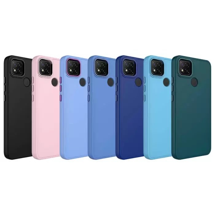 Xiaomi Redmi 9C Kılıf Metal Çerçeve Buton Içi Kadife Kılıf Kapak Orjinal Doku Luna