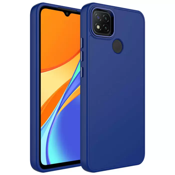 Xiaomi Redmi 9C Kılıf Metal Çerçeve Buton Içi Kadife Kılıf Kapak Doku Luna