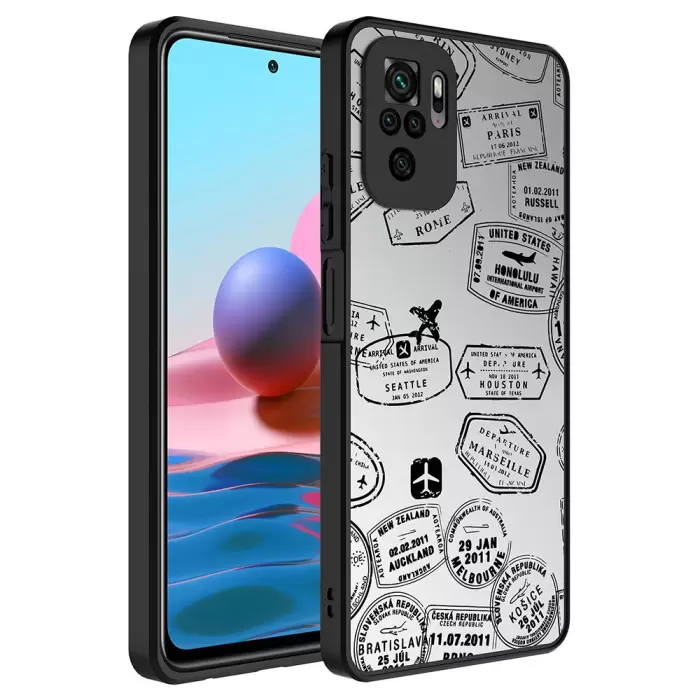 Xiaomi Redmi Note 10 Kılıf Aynalı Desenli Kamera Korumalı Parlak Lopard Mirror Kapak