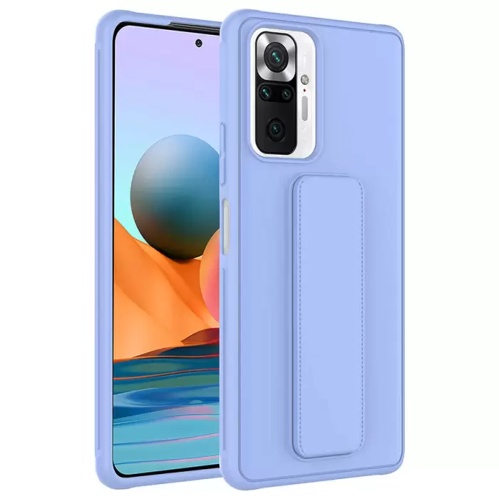 Xiaomi Redmi Note 10 Pro Kılıf Uyumlu Yumuşak Dokulu Standlı Esnek Silikon Özel Kılıf Qstand