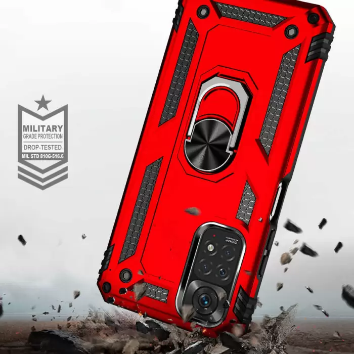 Xiaomi Redmi Note 11 Global Kılıf  Kamera Korumalı Sürgülü Yüzüklü Tasarım Armor Vega