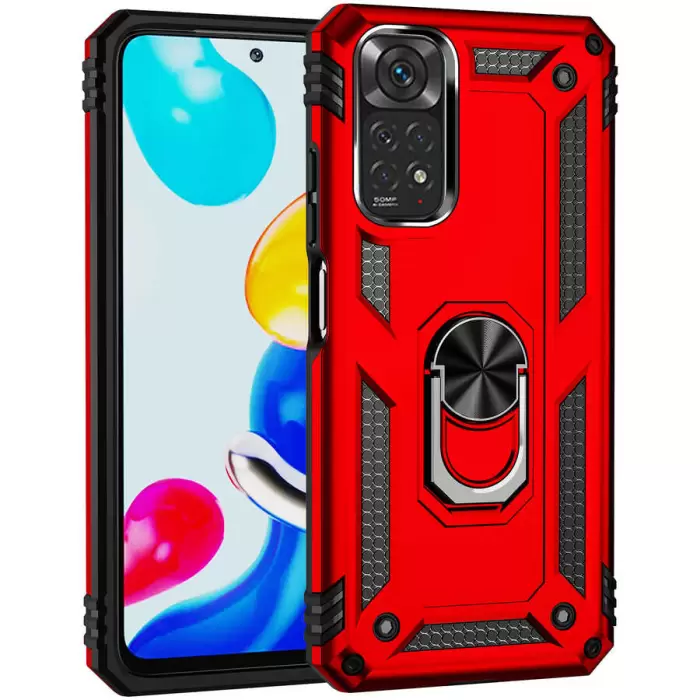 Xiaomi Redmi Note 11 Global Kılıf  Kamera Korumalı Sürgülü Yüzüklü Tasarım Armor Vega