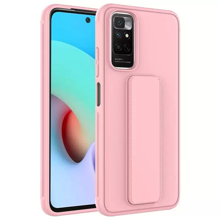 Xiaomi Redmi Note 11 Global Kılıf Uyumlu Yumuşak Dokulu Standlı Esnek Silikon Özel Kılıf Qstand