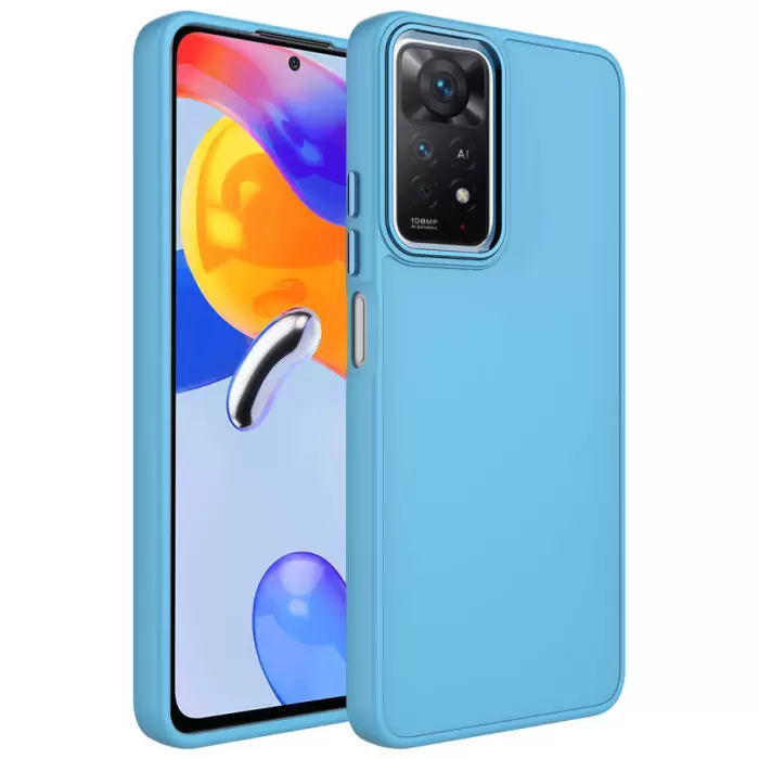 Xiaomi Redmi Note 11 Global Kılıf Metal Çerçeve Buton Içi Kadife Kılıf Kapak Doku Luna