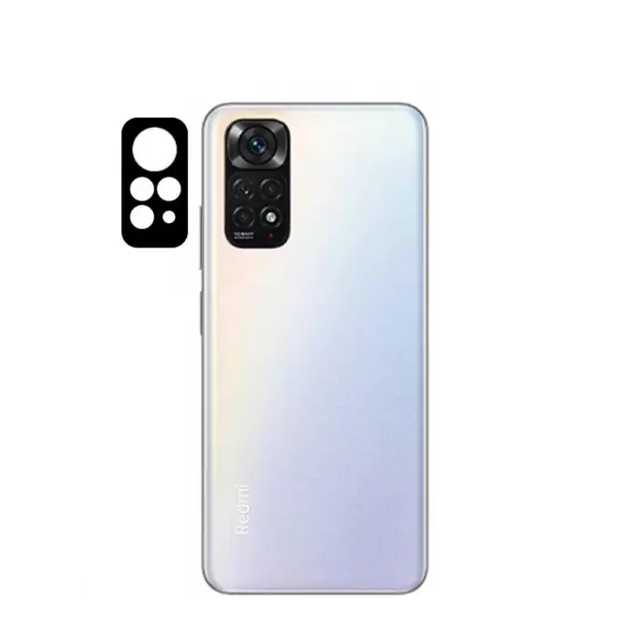 Xiaomi Redmi Note 11 Global Lopard Siyah Çerçeveli Lens Koruma Parlak Renkli Kamera Koruyucu CL-08 Cam 3D-Kamera-Cam