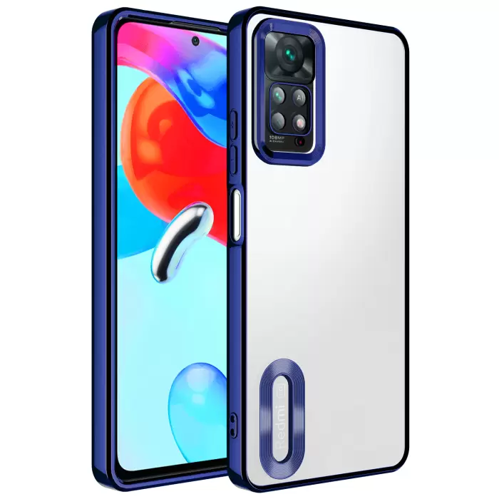 Xiaomi Redmi Note 11 Pro 5G Kamera Lens Korumalı Şeffaf Renkli Logo Gösteren Parlak Omega Kapak