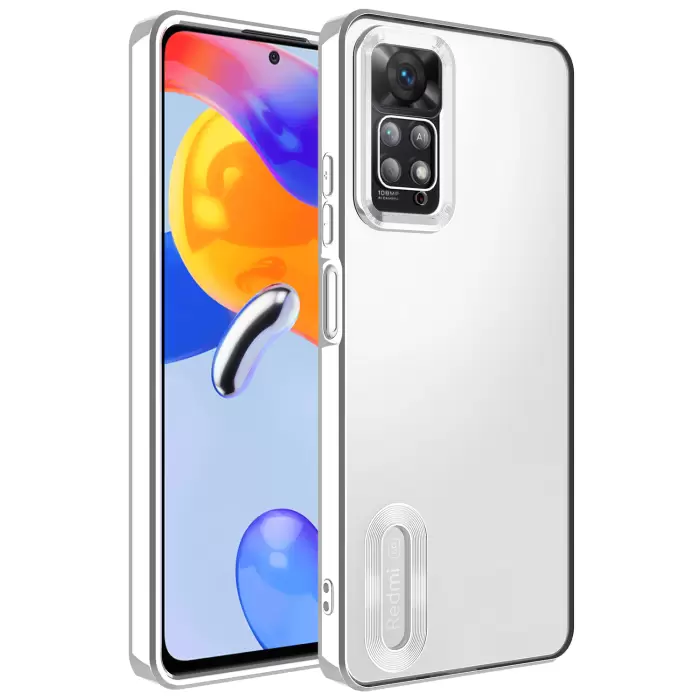 Xiaomi Redmi Note 11 Pro 5G Kamera Lens Korumalı Şeffaf Renkli Logo Gösteren Parlak Omega Kapak