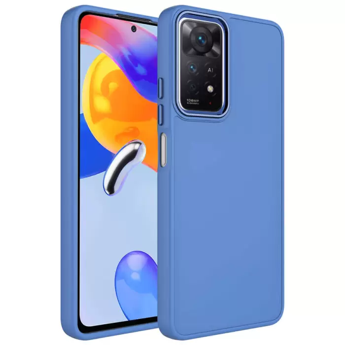 Xiaomi Redmi Note 11 Pro 5G Kılıf Metal Çerçeve Buton Içi Kadife Kılıf Kapak Orjinal Doku Luna