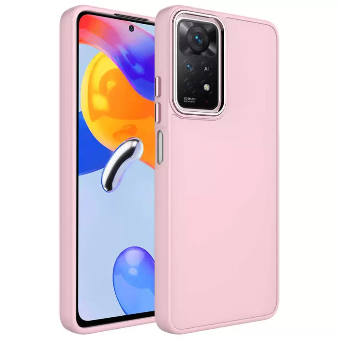 Xiaomi Redmi Note 11 Pro 5G Kılıf Metal Çerçeve Buton Içi Kadife Kılıf Kapak Doku Luna