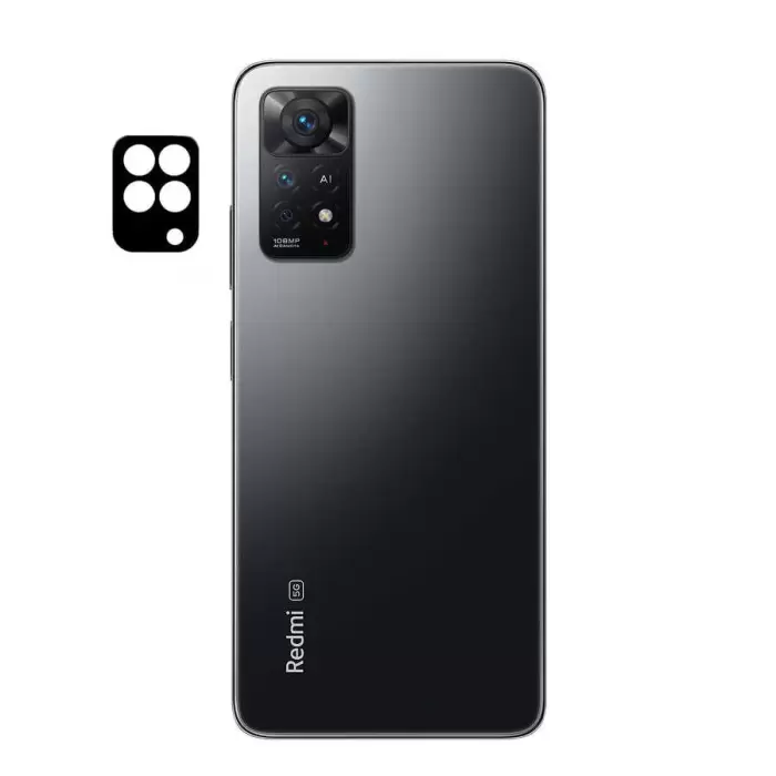 Xiaomi Redmi Note 11 Pro 5G Lopard Siyah Çerçeveli Lens Koruma Parlak Renkli Kamera Koruyucu CL-08 Cam 3D-Kamera-Cam