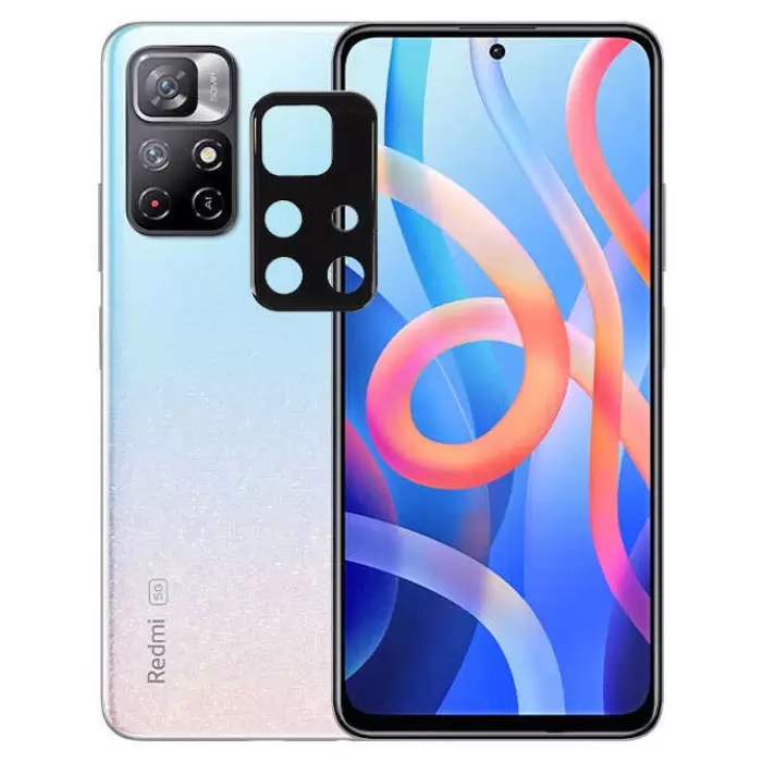 Xiaomi Redmi Note 11T 5G Lopard Siyah Çerçeveli Lens Koruma Parlak Renkli Kamera Koruyucu CL-08 Cam 3D-Kamera-Cam