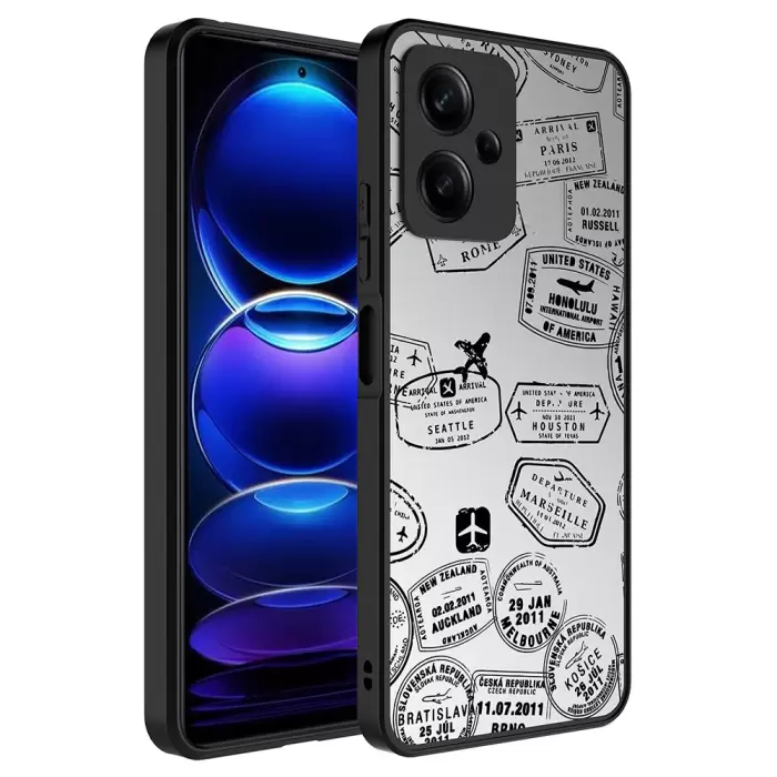 Xiaomi Redmi Note 12 5G Kılıf Aynalı Desenli Kamera Korumalı Parlak Lopard Mirror Kapak