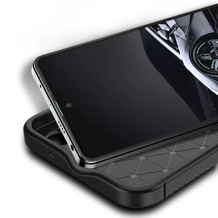 Xiaomi Redmi Note 12 5G Kılıf Lopard Kamera Korumalı Karbon Desenli Negro Kapak Orijinal Yüzey Kılıf