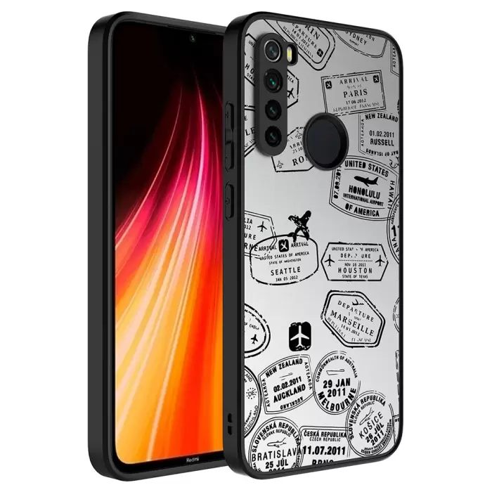 Xiaomi Redmi Note 8 Kılıf Aynalı Desenli Kamera Korumalı Parlak Lopard Mirror Kapak