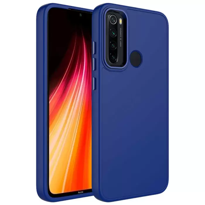 Xiaomi Redmi Note 8 Kılıf Metal Çerçeve Buton Içi Kadife Kılıf Kapak Orjinal Doku Luna