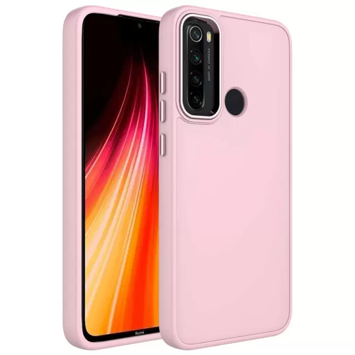 Xiaomi Redmi Note 8 Kılıf Metal Çerçeve Buton Içi Kadife Kılıf Kapak Doku Luna