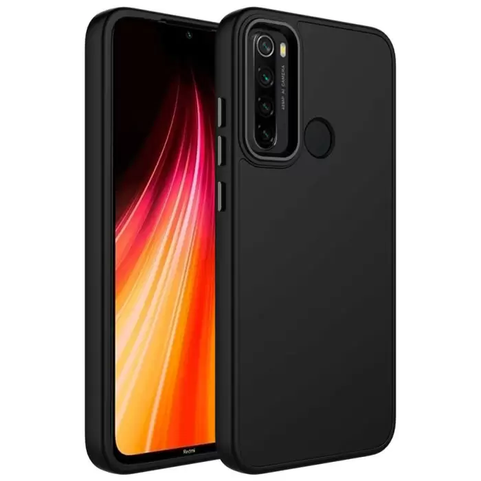 Xiaomi Redmi Note 8 Kılıf Metal Çerçeve Buton Içi Kadife Kılıf Kapak Orjinal Doku Luna