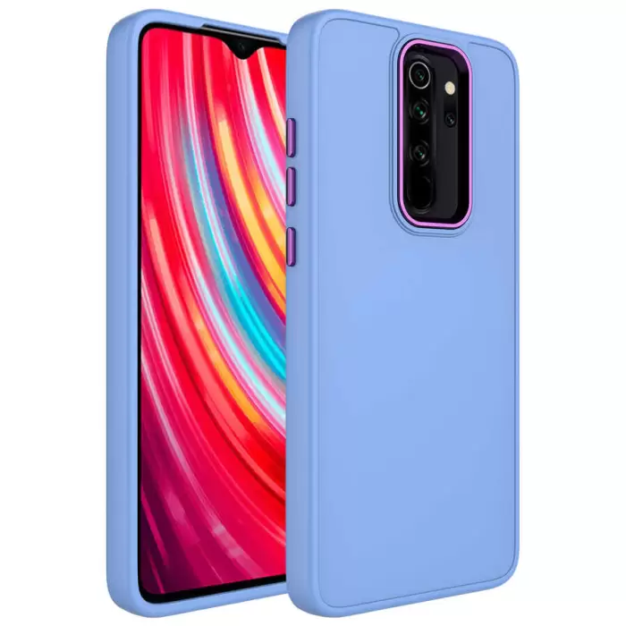 Xiaomi Redmi Note 8 Pro Kılıf Metal Çerçeve Buton Içi Kadife Kılıf Kapak Orjinal Doku Luna