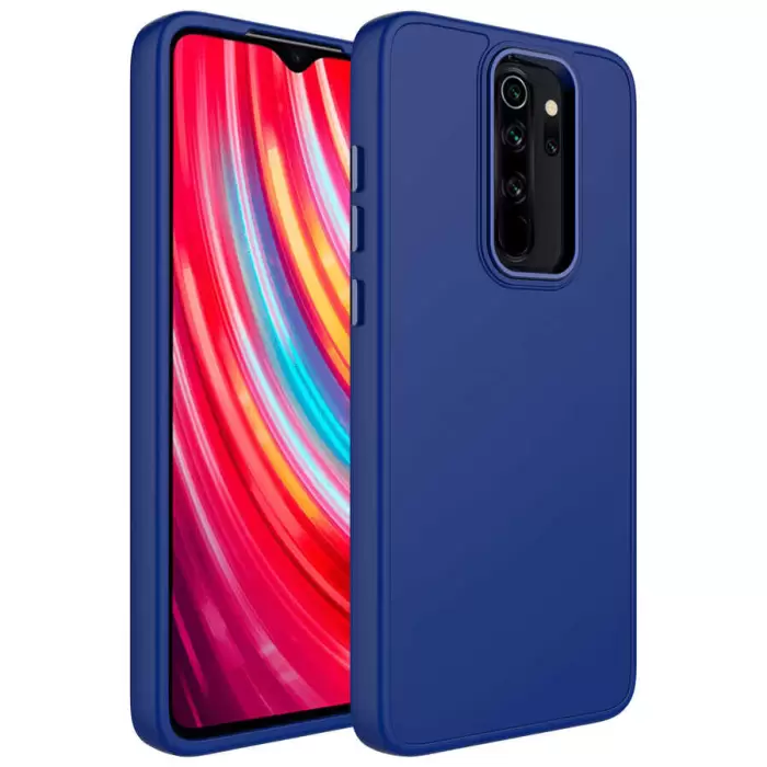 Xiaomi Redmi Note 8 Pro Kılıf Metal Çerçeve Buton Içi Kadife Kılıf Kapak Orjinal Doku Luna