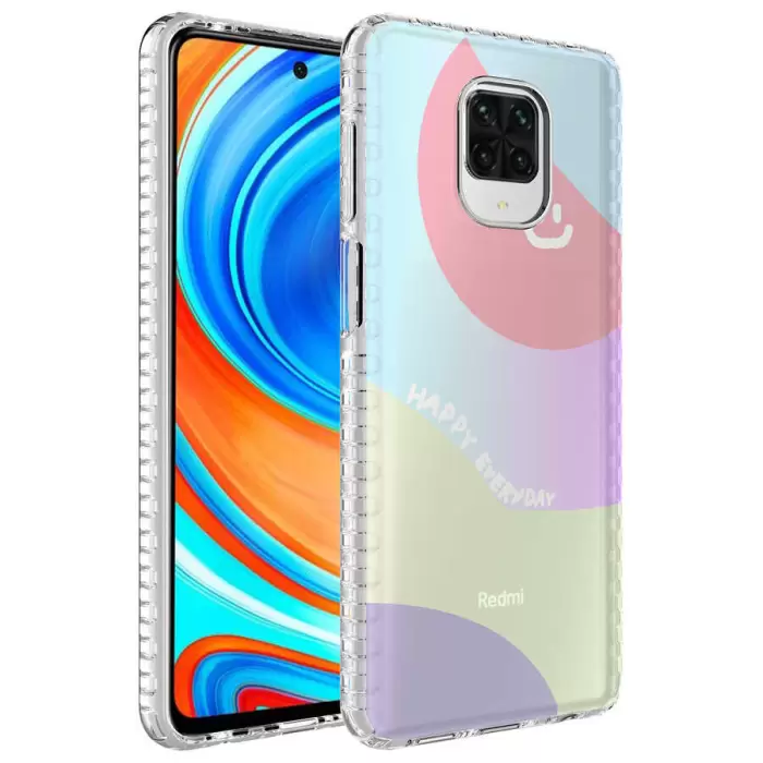 Xiaomi Redmi Note 9 Pro Kılıf Kamera Korumalı Airbag Kenarlı Darbe Emici Desenli Elegans Kapak Elegans