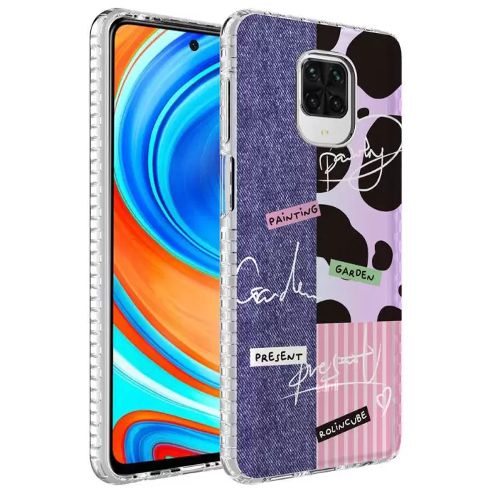 Xiaomi Redmi Note 9 Pro Kılıf Kamera Korumalı Airbag Kenarlı Darbe Emici Desenli Elegans Kapak Elegans