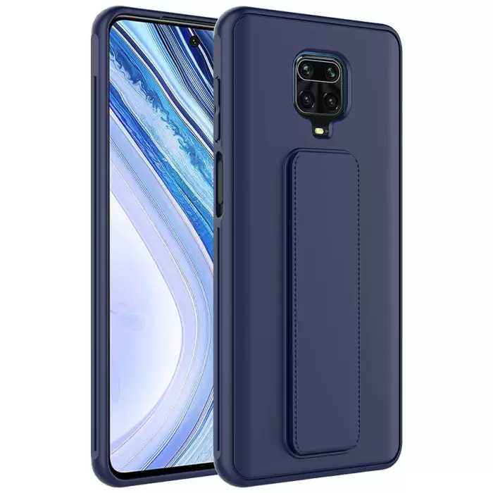 Xiaomi Redmi Note 9 Pro Kılıf Uyumlu Yumuşak Orijinal Dokulu Standlı Esnek Silikon Özel Kılıf Qstand