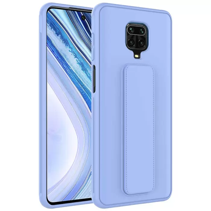 Xiaomi Redmi Note 9 Pro Kılıf Uyumlu Yumuşak Orijinal Dokulu Standlı Esnek Silikon Özel Kılıf Qstand