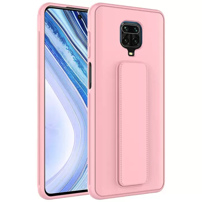 Xiaomi Redmi Note 9 Pro Kılıf Uyumlu Yumuşak Orijinal Dokulu Standlı Esnek Silikon Özel Kılıf Qstand