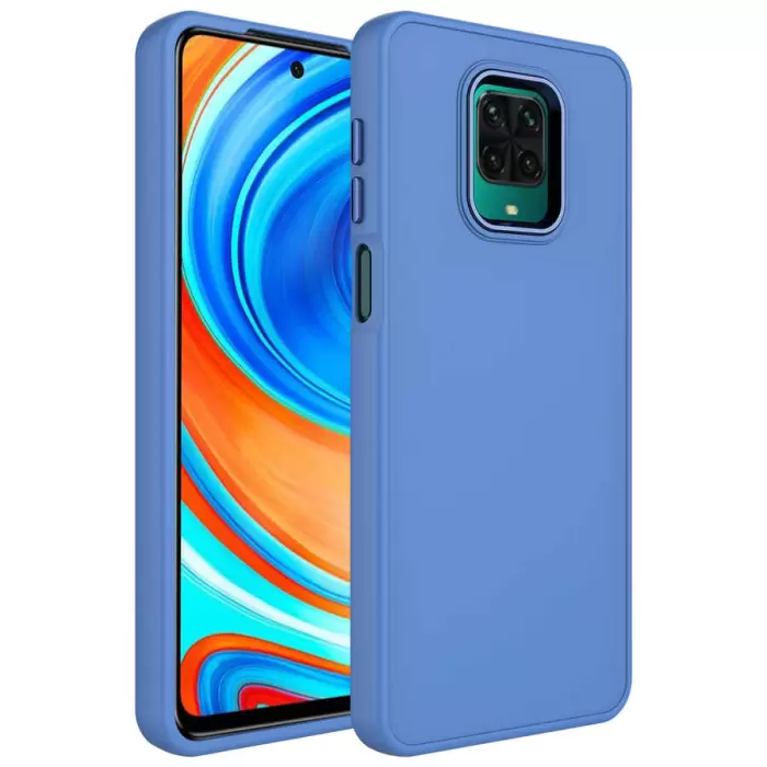 Xiaomi Redmi Note 9 Pro Kılıf Metal Çerçeve Buton Içi Kadife Kılıf Kapak Doku Luna