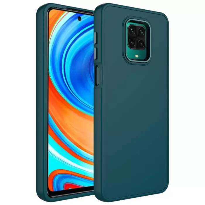 Xiaomi Redmi Note 9 Pro Kılıf Metal Çerçeve Buton Içi Kadife Kılıf Kapak Doku Luna