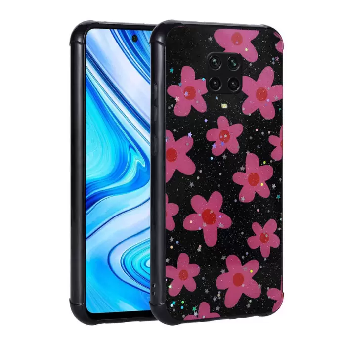 Xiaomi Redmi Note 9 Pro Kılıf Simli Desenli Kamera Korumalı Parlak Lopard Popy Kapak