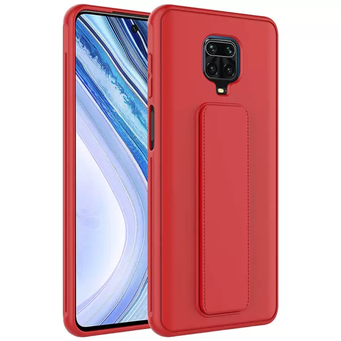 Xiaomi Redmi Note 9S Kılıf Uyumlu Yumuşak Dokulu Standlı Esnek Silikon Özel Kılıf Qstand