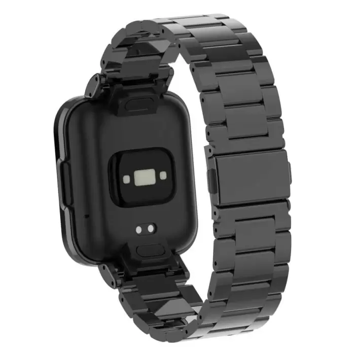 Xiaomi Redmi Watch (Mi Watch Lite) Lopard Paslanmaz Çelik Metal Baklalı Kasa Koruyuculu Kordon krd60