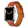 ​​​Apple Watch 42mm Metal Tokalı Hermes Deri Kordon Strap Pu Deri Akıllı Saat Kordon Kayış